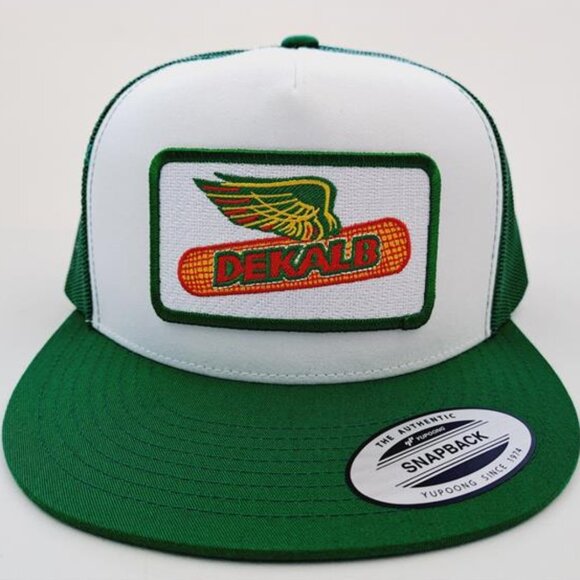 Accessories - Retro Vintage Style Farm Dekalb Flying Corn Patch Flat Bill Trucker Cap Hat Mesh